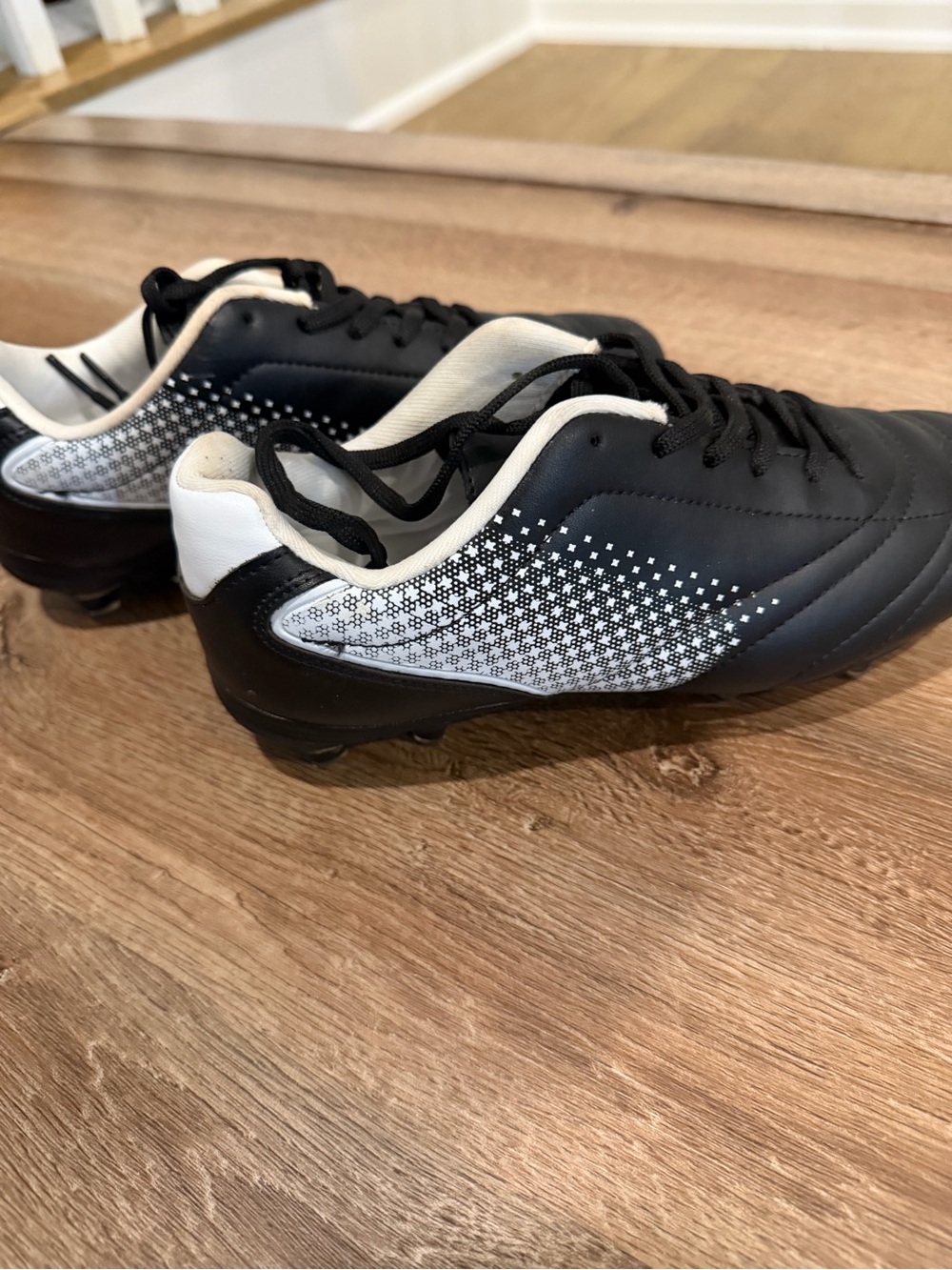Kids Black and White Soccer Cleats - Lightweight Performance